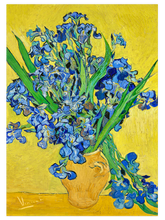 Van Gogh Vase with Irises Against a Yellow Background - Art Print